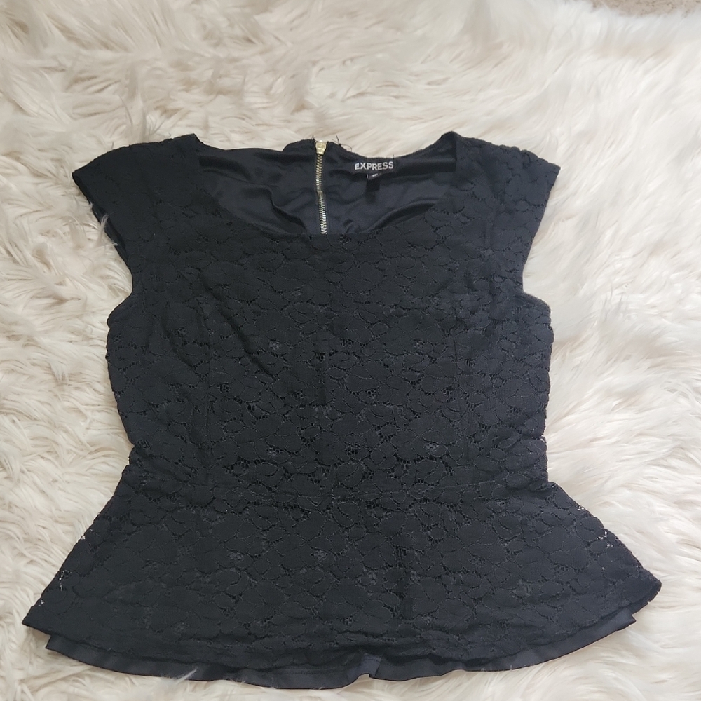 Express Lace Peplum Top- XS